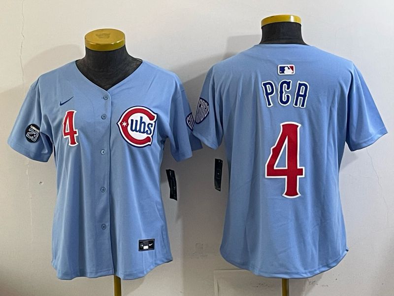 Youth Chicago Cubs 4 Pga Light blue Throwback Nike MLB 2025 jersey 01